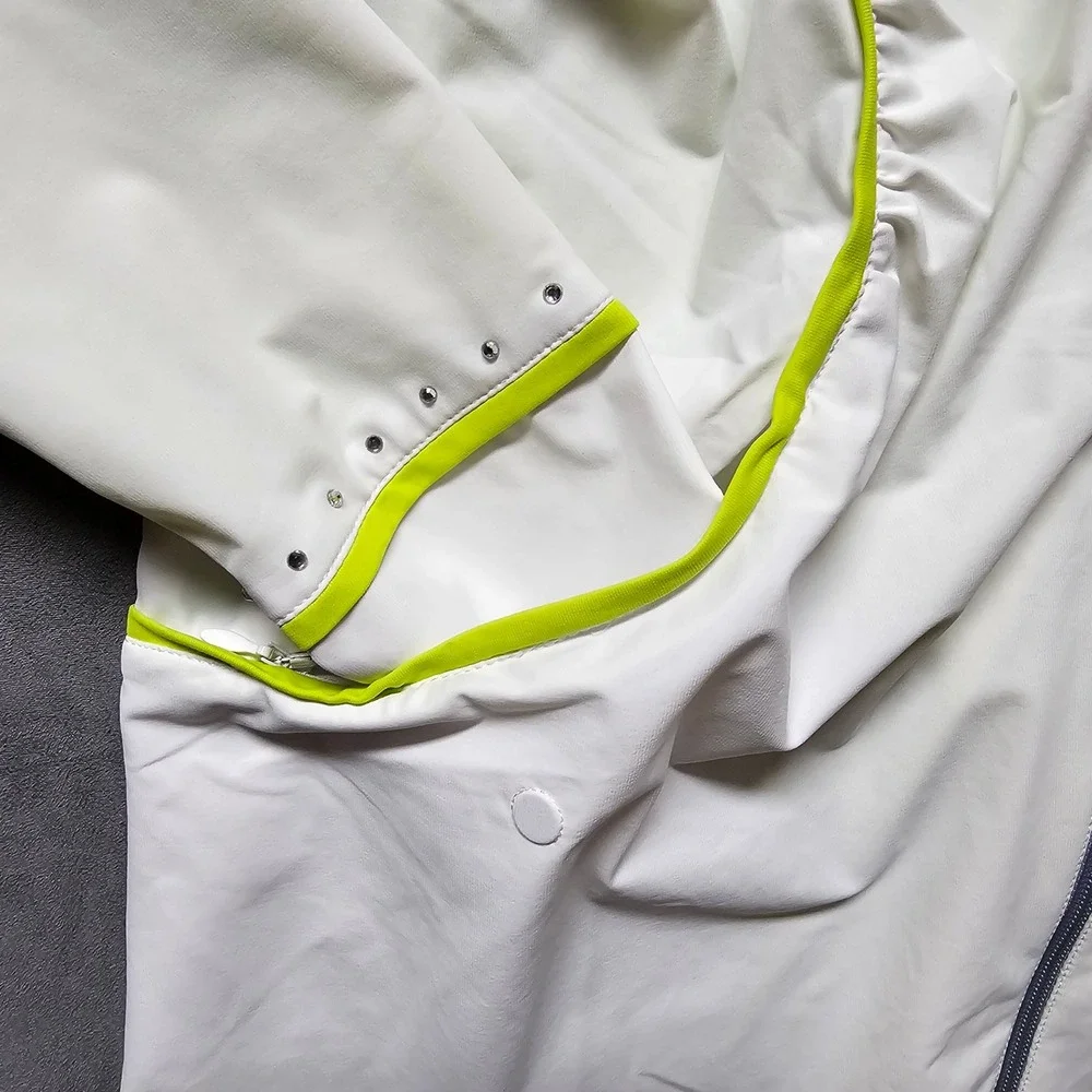 SwingDish Womens Golf‎ Jacket White Neon Yellow JOO1-01 Ruched Full Zip XL